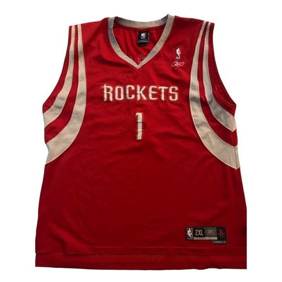 TRACY MCGRADY HOUSTON ROCKETS JERSEY REEBOK MENS SIZE 2XL LENGTH +2 RED WHITE - Picture 1 of 3